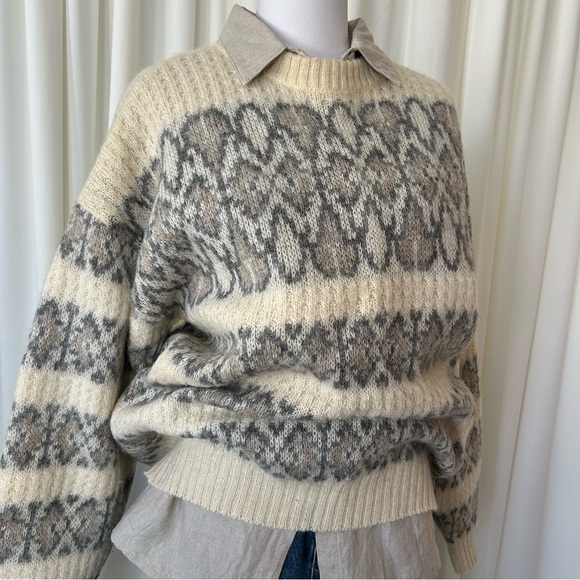 Vintage Ice Knit 100% Wool Oversized Nordic Pattern Knit size XL. - Picture 8 of 12